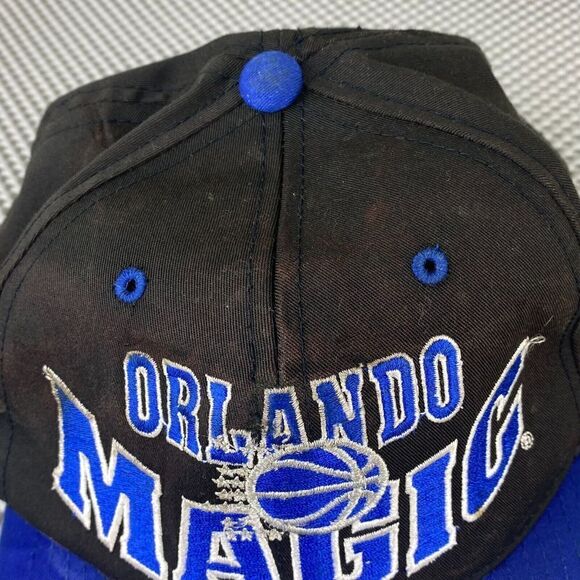 Vintage Grossman NBA 90's Orlando Magic Hat Black Blue Logo Snap Back - Picture 3 of 12